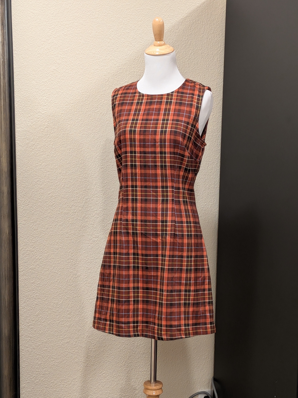 Bright & Beautiful Plaid Sleeveless Mini Dress XS